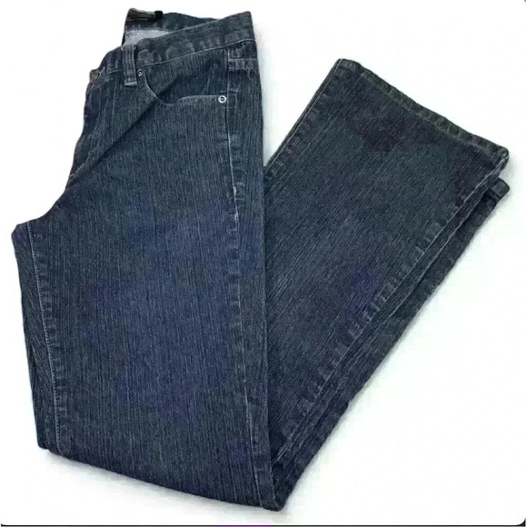 Calvin Klein Women's Flare Jeans Size 6 Dark Blue Embroidered 5-Pocket - Picture 1 of 4
